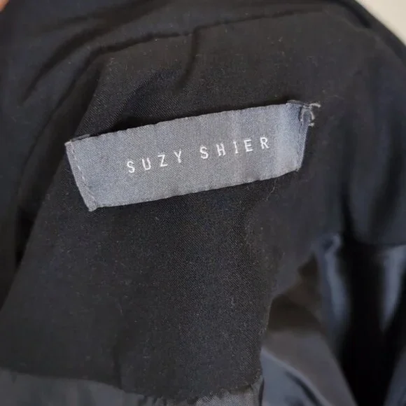 Suzy Shier Soft Shell Hooded Jacket Black Drawstring Adjustable Spring Fall - Picture 9 of 11